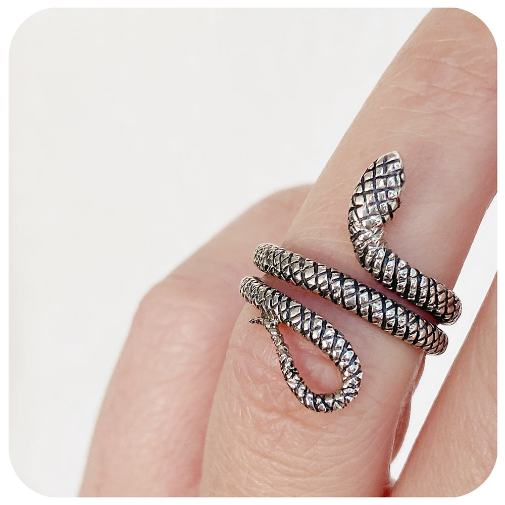 sterling silver snake wrap-around ring