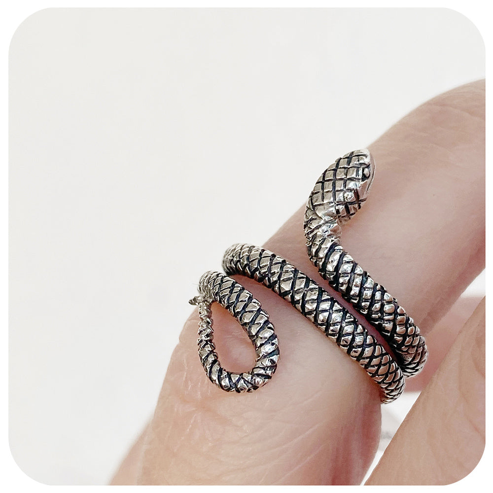 sterling silver snake wrap-around ring