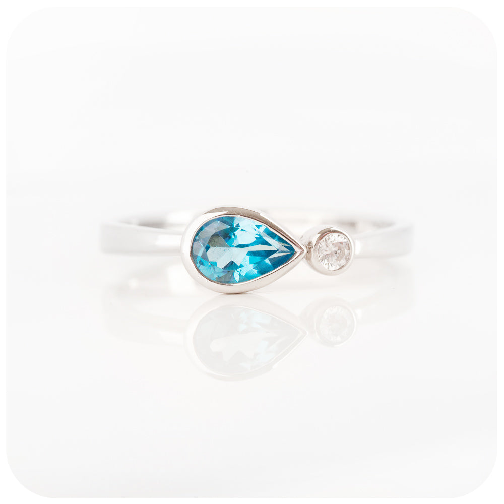 Pear cut Swiss Blue Topaz Stack Ring in Sterling Silver