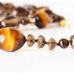 The Brown, Smoky Quartz, Tiger Eye and Carved Wood Necklace