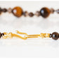 The Brown, Smoky Quartz, Tiger Eye and Carved Wood Necklace