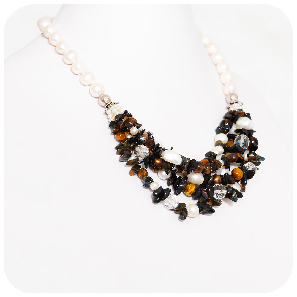 Tiger's Eye and Pearl Necklace - Victoria's Jewellery