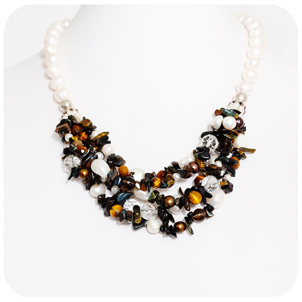 Tiger's Eye and Pearl Necklace - Victoria's Jewellery