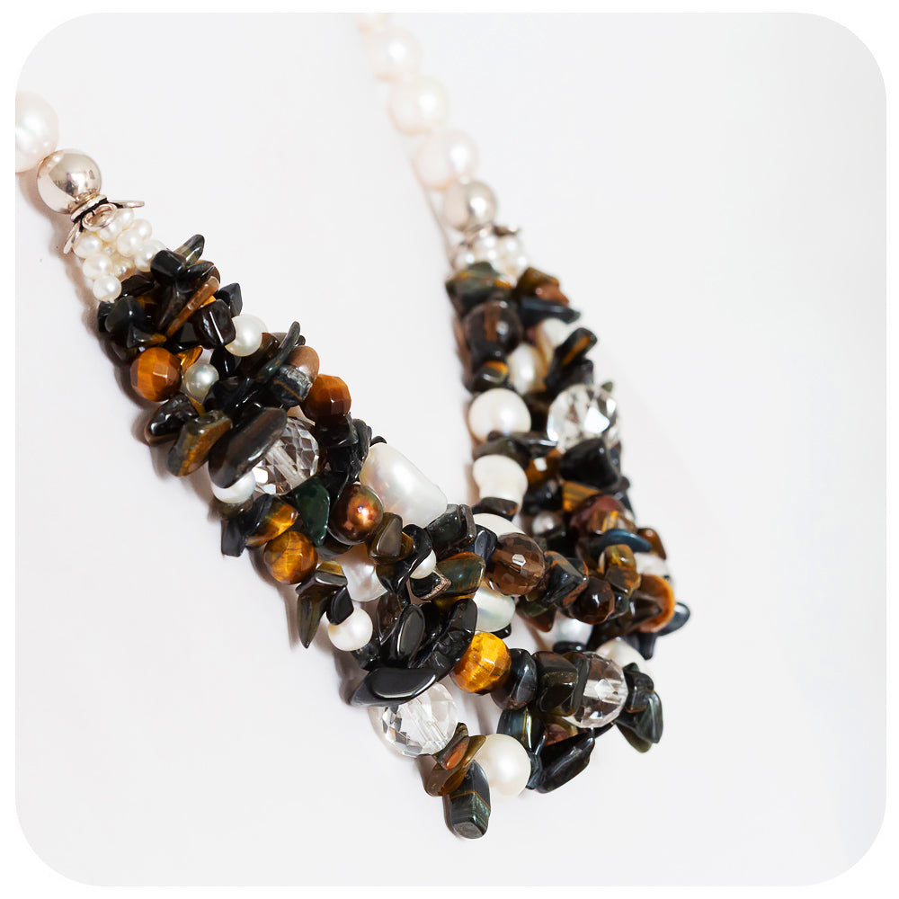 Tiger's Eye and Pearl Necklace - Victoria's Jewellery