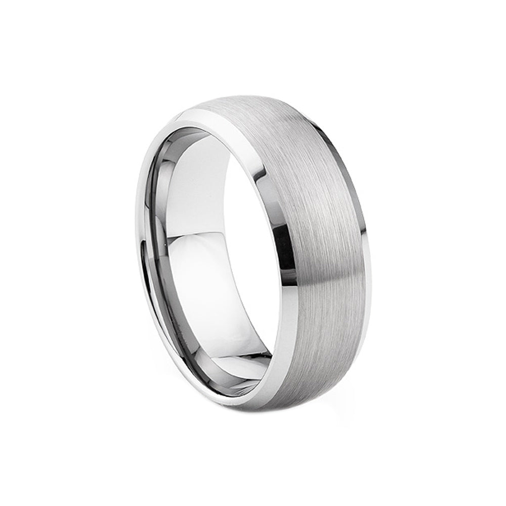 mens tungsten engagement wedding ring with brushed surface