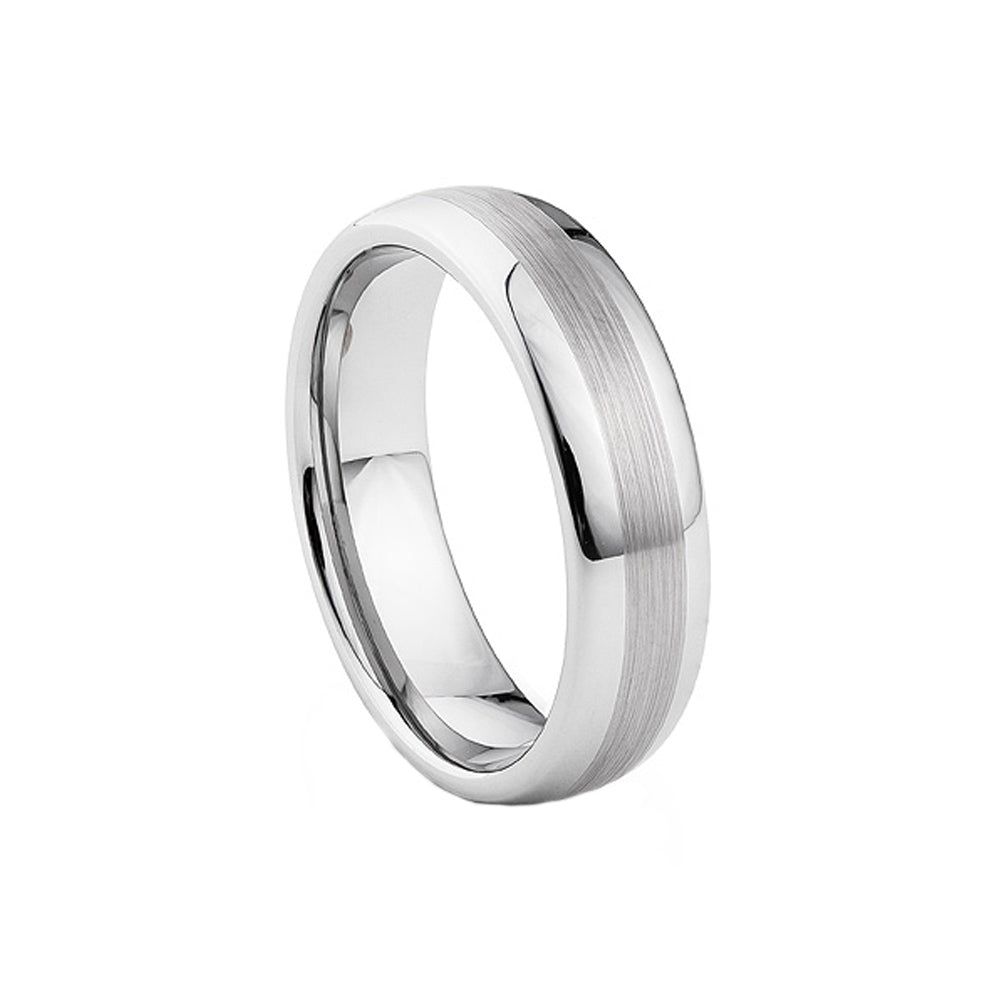 Silver Brushed Tungsten Mens Wedding Ring - Victoria's Jewellery