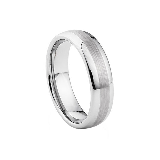 Silver Brushed Tungsten Mens Wedding Ring - Victoria's Jewellery