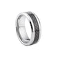 Vincenzo, a Silver Tungsten Men's Ring with Carbon Fiber Inlay - 8mm