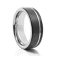 Everett, The Two Tone, Black and Silver Tungsten Men's Ring - 8mm