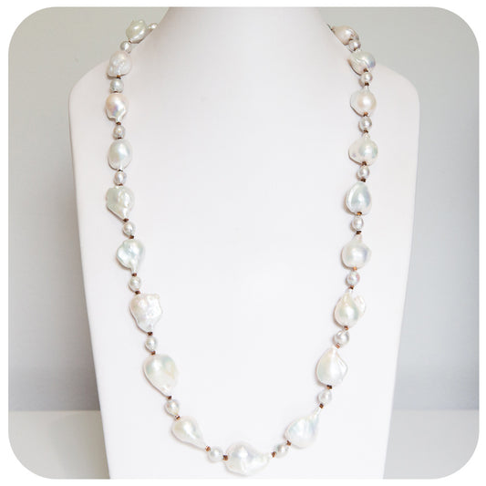 White Baroque Fresh Water Pearl Necklace