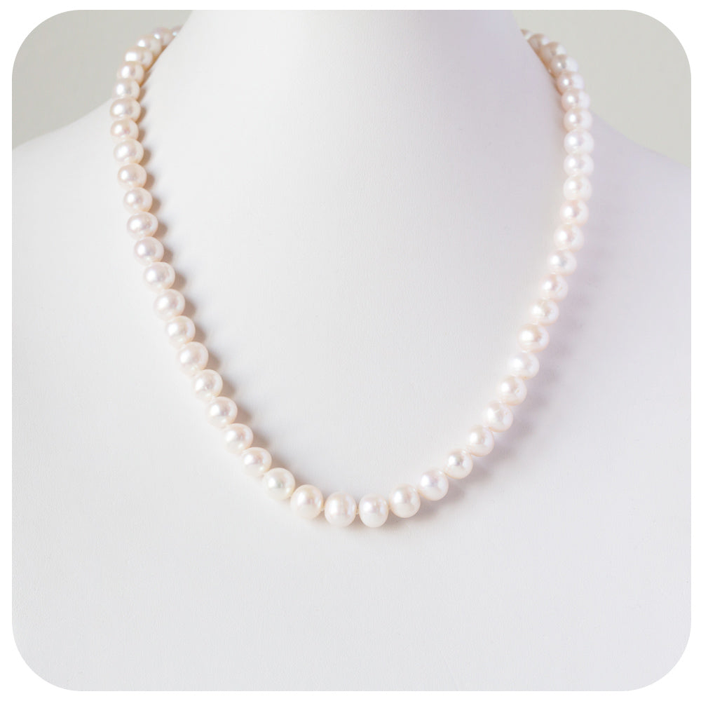 6-7mm White Fresh Water Pearl Necklace - 45cm