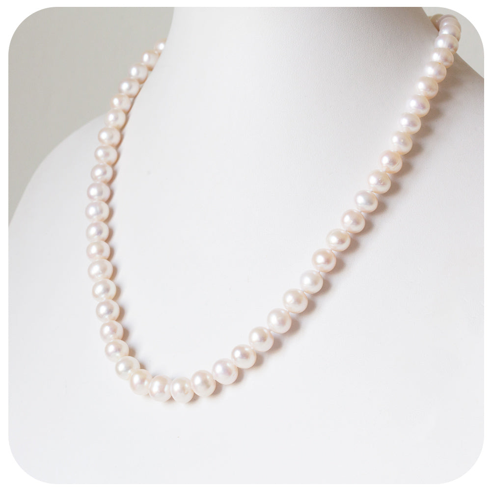 6-7mm White Fresh Water Pearl Necklace - 45cm