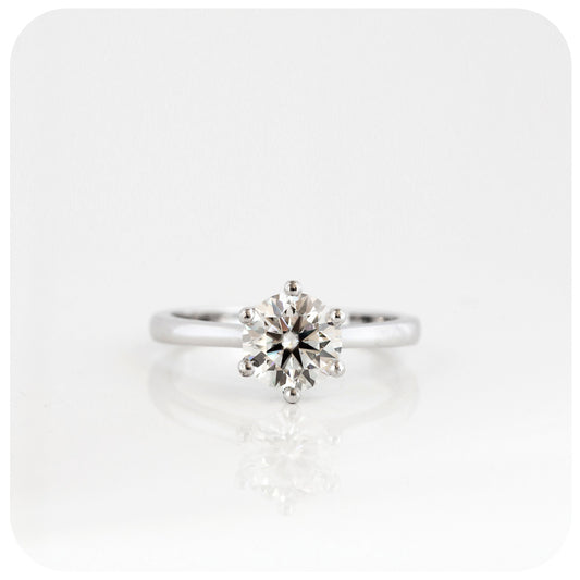 round brilliant cut moissanite six claw solitaire engagement ring