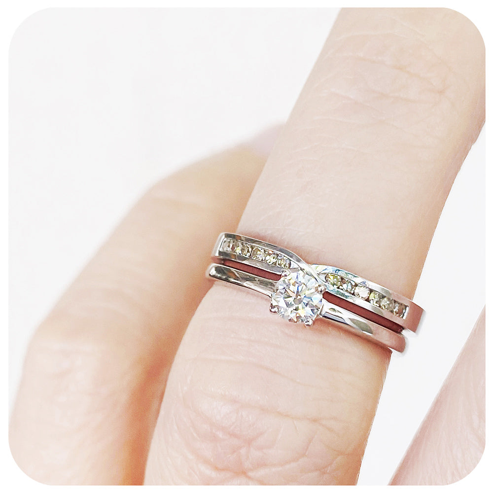 brilliant cut moissanite channel set wedding band ring - Victoria's Jewellery