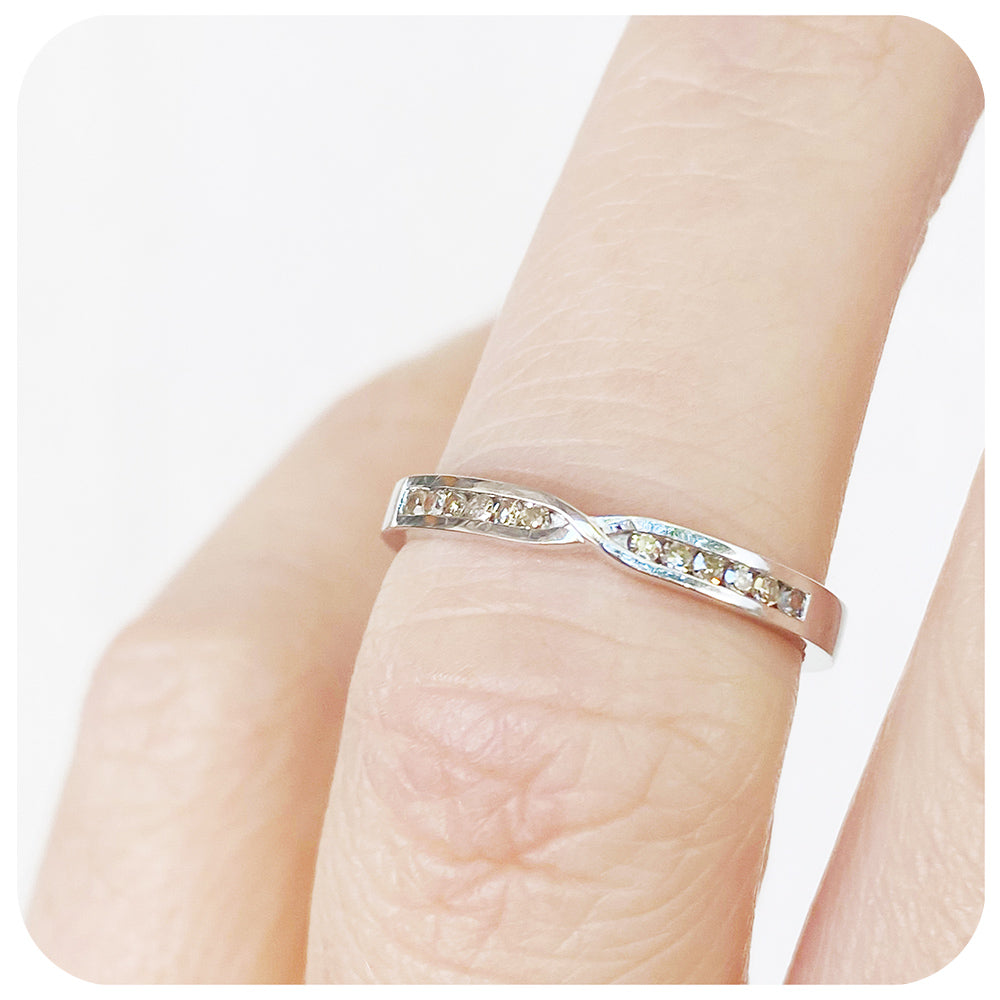 brilliant cut moissanite channel set wedding band ring - Victoria's Jewellery