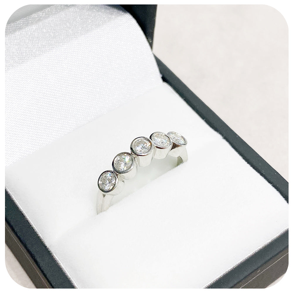 Brilliant cut Moissanite Half Eternity Wedding or Anniversary Ring - Victoria's Jewellery