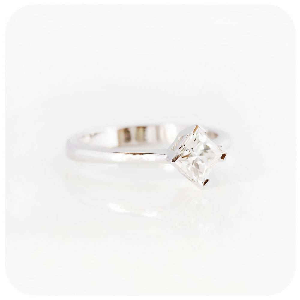 princess cut moissanite solitaire engagement ring