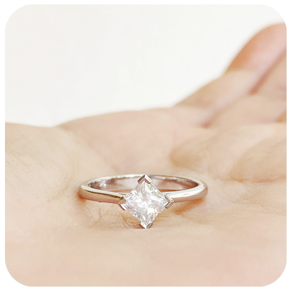 The Princess cut Moissanite Solitaire Ring