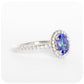 Oval cut Tanzanite and Moissanite Halo Engagement Wedding Ring - Victoria's Jewellery