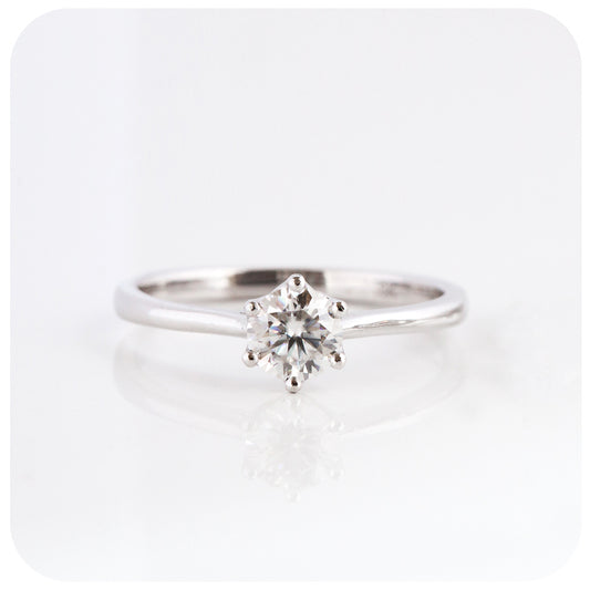 brilliant round cut moissanite six claw engagement ring