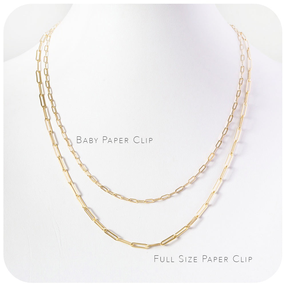 Yellow Gold Paper Clip Chain Necklace - Victoria's Jewellery