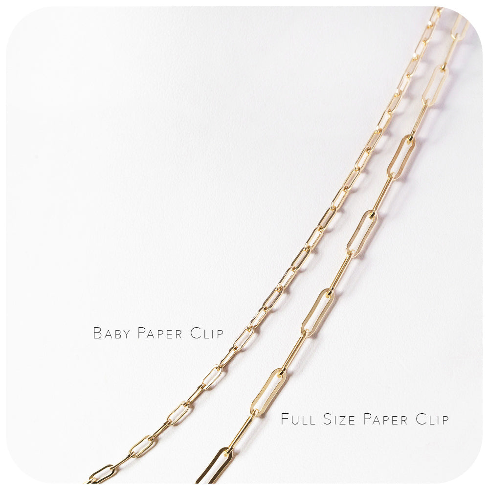 Yellow Gold Paper Clip Chain Necklace - Victoria's Jewellery