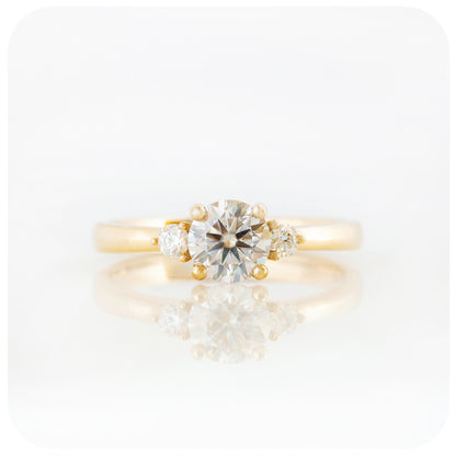Brilliant Round Cut Moissanite Trilogy Engagement Wedding Ring - Victoria's Jewellery
