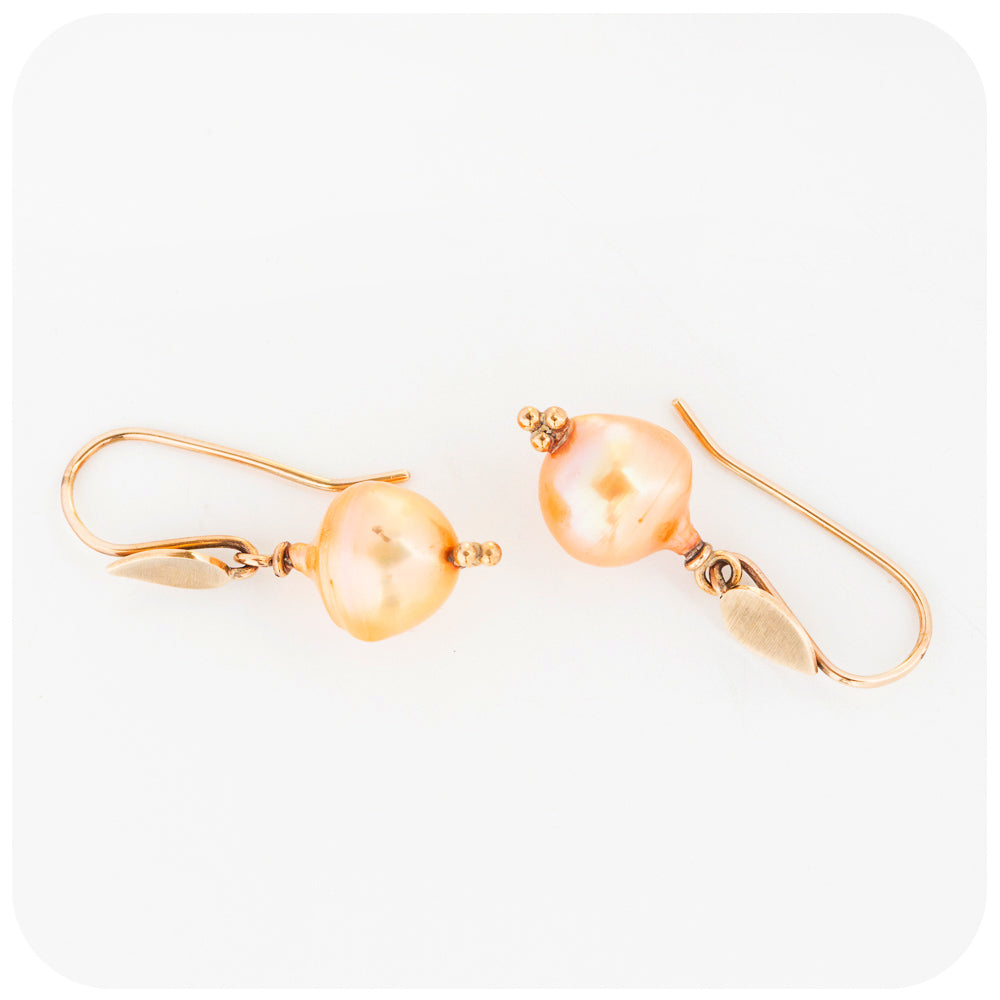 Yellow Gold and Fresh Water Pearl Drop earrings - Victoria's JewelleryYellow Gold and Fresh Water Pearl Drop earrings - Victoria's Jewellery