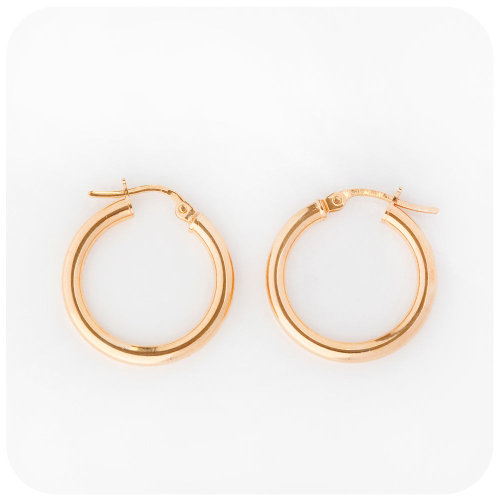 9k Yellow Gold Hoop Earrings - 15mm