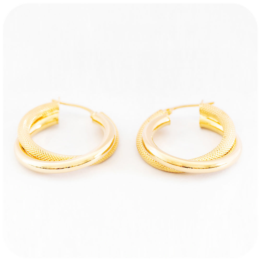 yellow gold double hoop earrings - Victoria's Jewellery