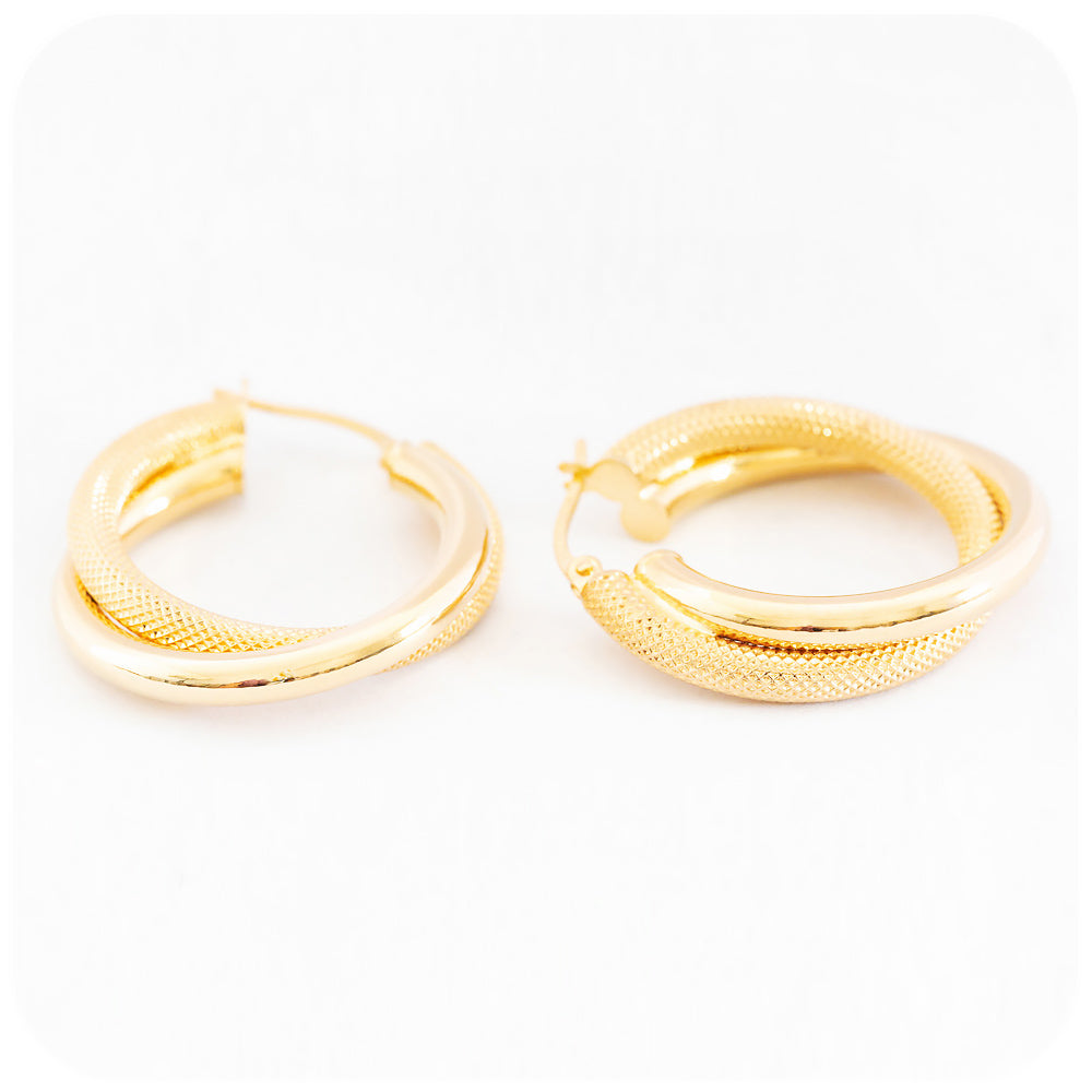 yellow gold double hoop earrings - Victoria's Jewellery