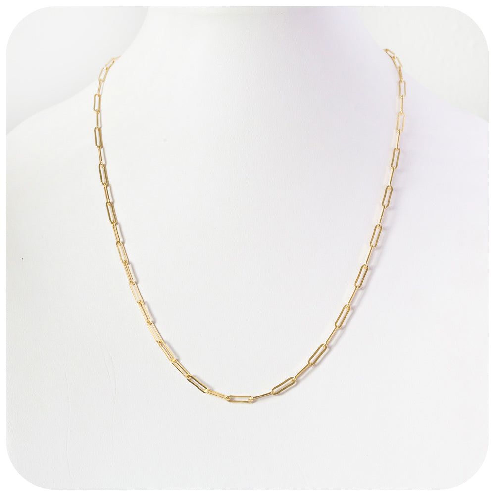 Yellow Gold Paper Clip Chain Necklace - Victoria's Jewellery