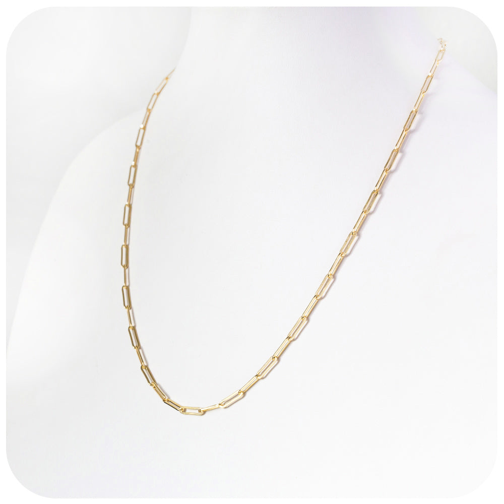 Yellow Gold Paper Clip Chain Necklace - Victoria's Jewellery