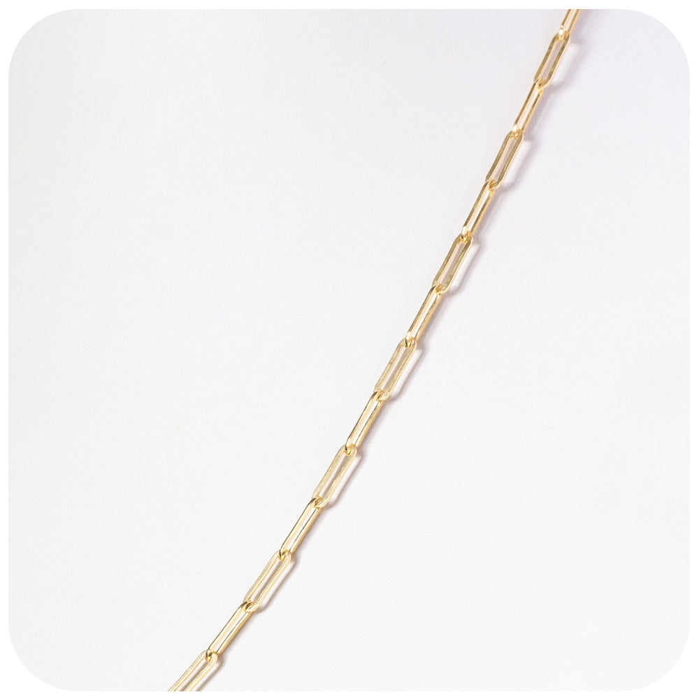 Yellow Gold Paper Clip Chain Necklace - Victoria's Jewellery