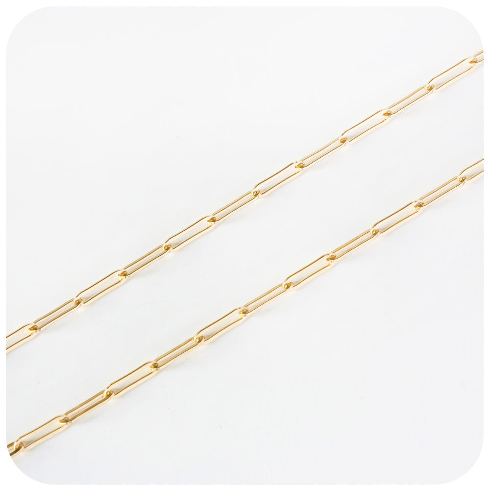 Yellow Gold Paper Clip Chain Necklace - Victoria's Jewellery