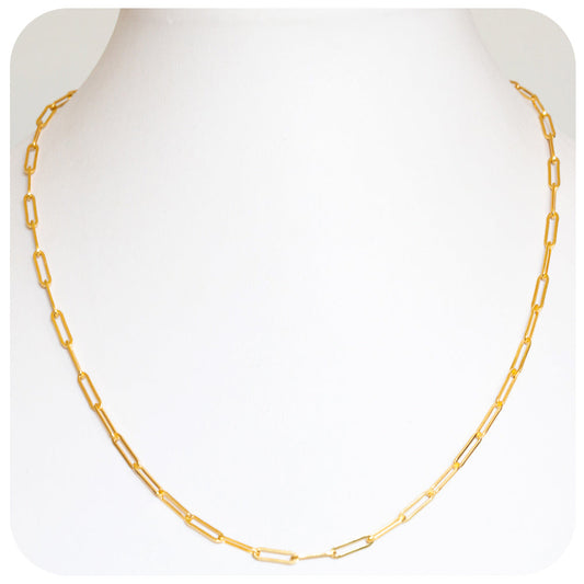Yellow Gold Plated Paper Clip Chain Necklace - Victoria's Jewellery
