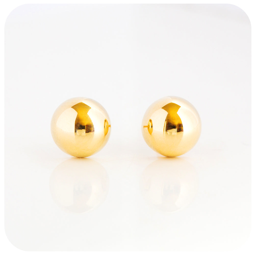 Yellow Gold Dome Stud Earrings - 10mm
