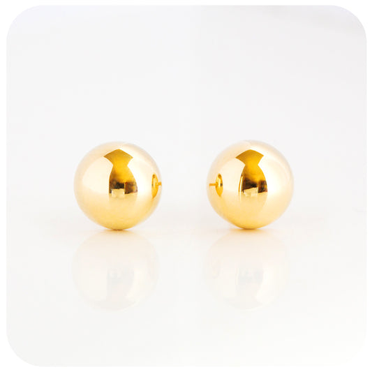 Yellow Gold Dome Stud Earrings - 10mm