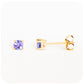 Round cut Tanzanite Stud Earrings in Yellow Gold - 4mm